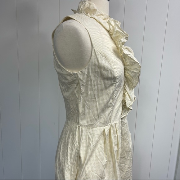 YELLOW Gingham Sleeveless Cotton Dress Size 12 - Picture 6 of 12